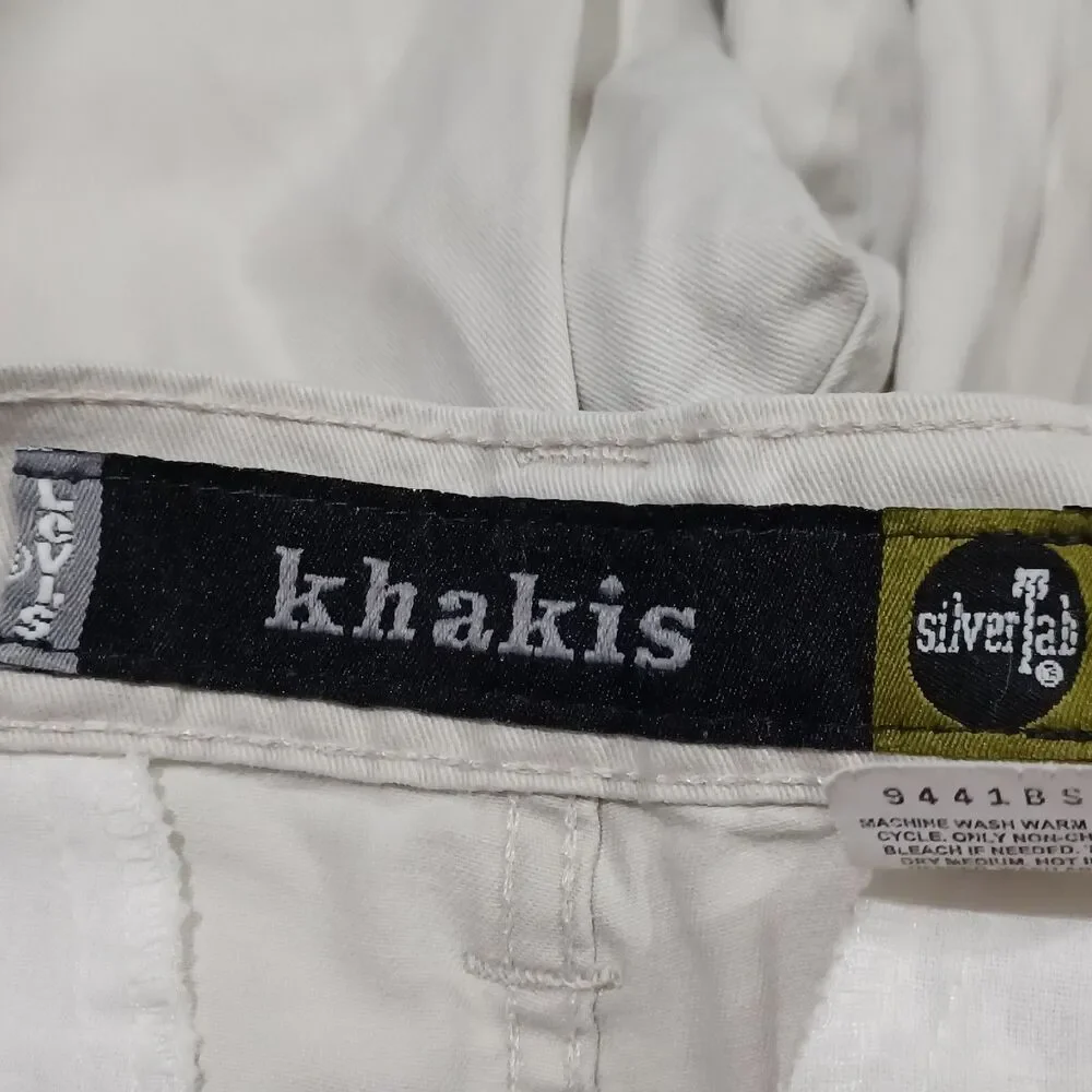 Levis Silvertab Khakis Womens Juniors 7 Creme Cargo 100% Cotton Explorer Shorts